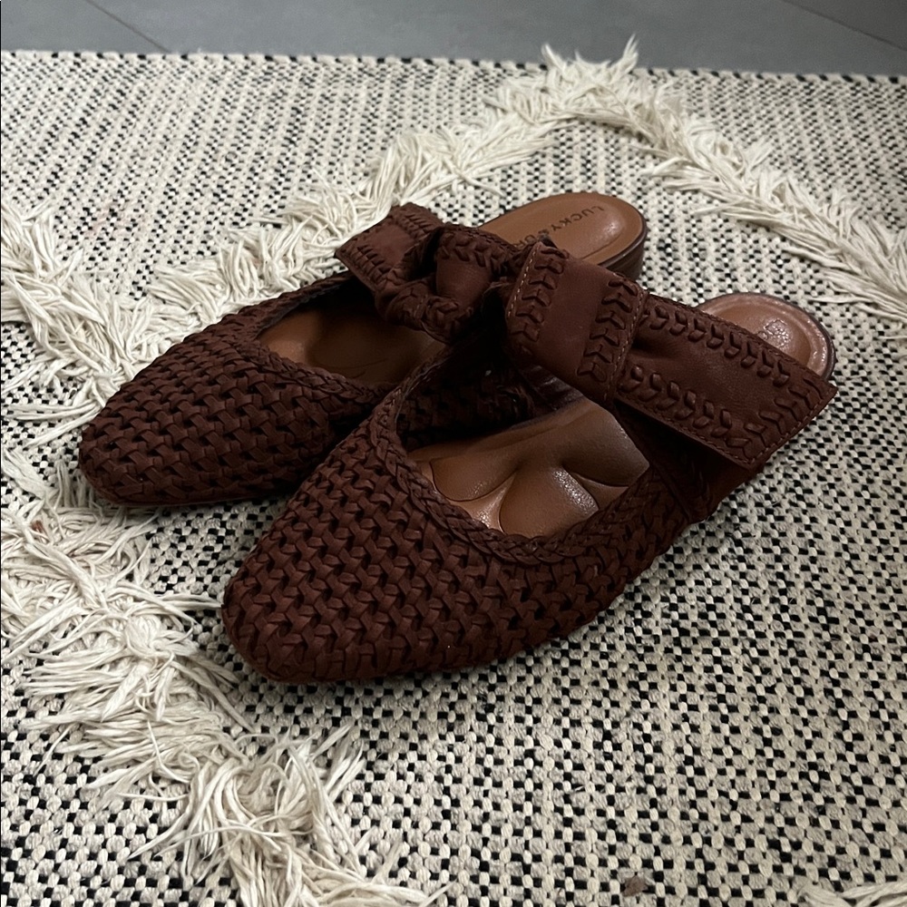Lucky Brand Brown Woven Mules